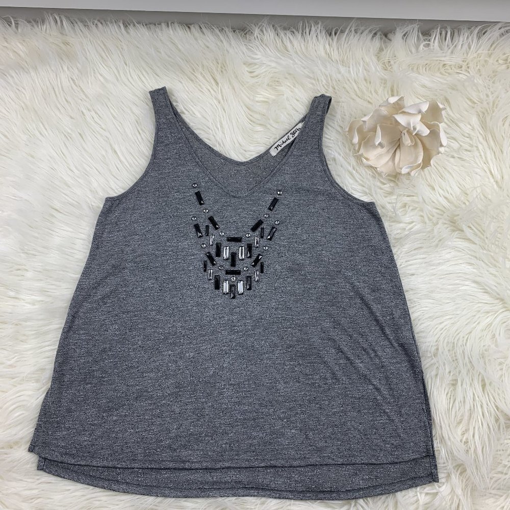 Michael Stars Viscose Blend Jeweled Embellished Tank Top Size Women's One Size